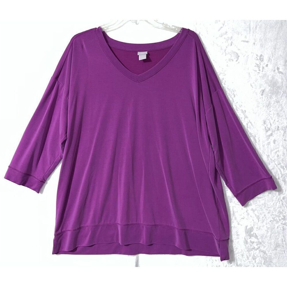 Chico's Zenergy Women's Tunic Standard Size XL Pink V-Neck XL/4 Sleeve Top